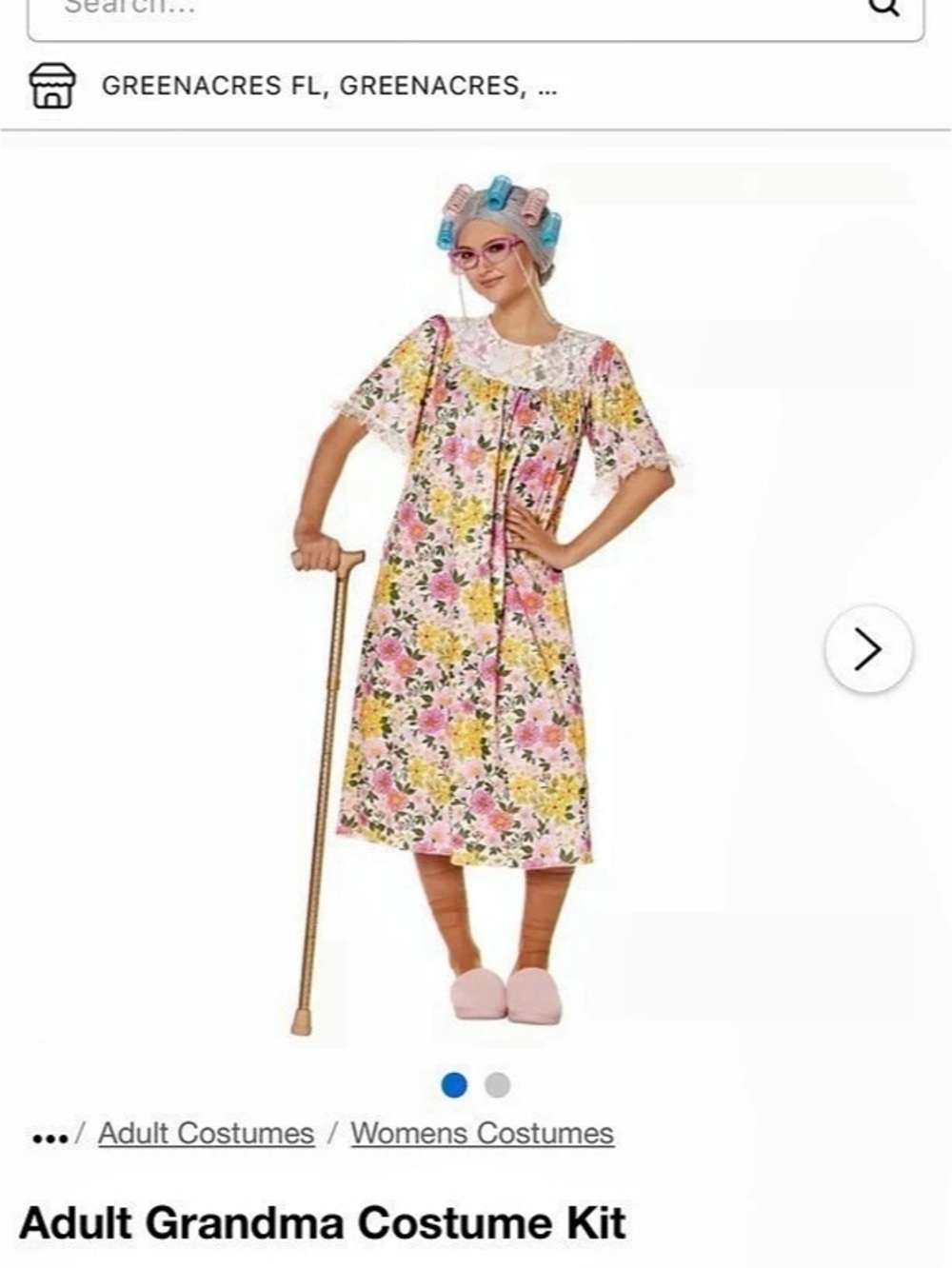 Spirit Halloween Adult Grandma Costume Kit Floral Pink & White